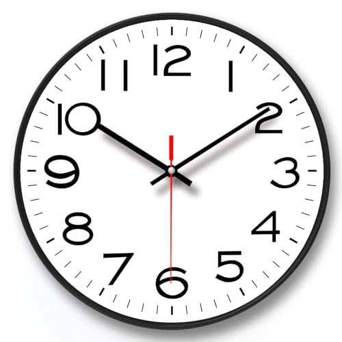 NUOVO 16 Zoll Wanduhr Schwarzer Rahmen mit Glasabdeckung Silent Ticking Bewegung Quarz Wanduhr Moderne Quarz Design Dekorative Innenküche von NUOVO