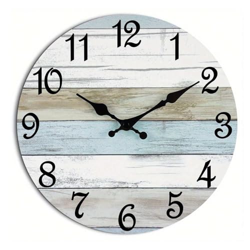 NUOVO Wanduhr, 30 cm, Rustikale Wanduhr, Vintage-Holzmaserung, Geräuschlos, Nicht Tickend, ländliche Küste, Ländliche Uhr, Dekorativ für Küche, Wohnzimmer, Schlafzimmer, Badezimmer NUOVO Wanduhr, 30 cm, Rustikale Wanduhr, Vintage-Holzmaserung, Geräuschlos, Nicht Tickend, ländliche Küste, Ländliche Uhr, Dekorativ für Küche, Wohnzimmer, Schlafzimmer, Badezimmer von NUOVO