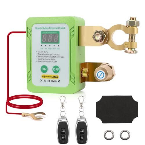 NUOWEIDE 12V Drahtloser Ferngesteuerter Auto Trennschalter, 12V 240A Batterie Trennschalter with Led Voltage Display, Batterie Kill Switch Anti-Diebstahl für 12v Fahrzeug, RV, LKW, Boot von NUOWEIDE