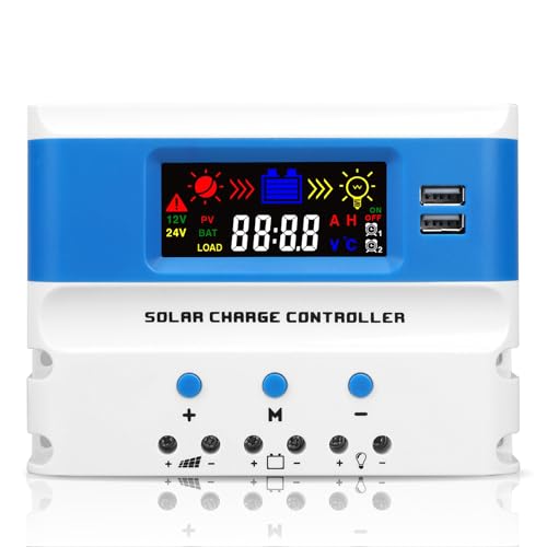 NUOWEIDE 30A Solar Laderegler 12V/24V, PWM 30A Solarladeregler mit Temperatursensor, 2 USB Ports, Solarladeregler für 12V/24V Blei Säure Batterie und Lithium-Batterien NUOWEIDE 30A Solar Laderegler 12V/24V, PWM 30A Solarladeregler mit Temperatursensor, 2 USB Ports, Solarladeregler für 12V/24V Blei Säure Batterie und Lithium-Batterien von NUOWEIDE
