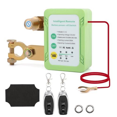 NUOWEIDE Drahtloser Ferngesteuerter Auto Batterie Trennschalter 12V 240A, Batterie Kill Switch Auto 12V/24V, Auto Batterietrennschalter mit Fernbedienung Anti-Diebstahl für RV ATV LKW Boot von NUOWEIDE