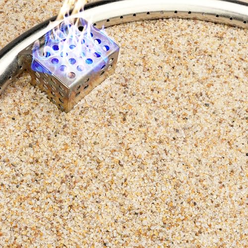 NUPICK 14-20 Mesh Kieselsand für Feuerstelle, 2,3 kg grober Sand für Kamine, Dekosand für Gas oder Propan, hitzebeständige Basisschicht unter Feuerglas, Lavasteine, Holz, Garten, Vasenfüller, Aquarium von NUPICK