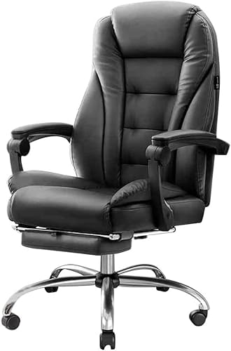 NUPONO Bürostuhl Aus Leder Entlasten Sie Ermüdungs-Chefsessel Verstellbarer Ergonomischer Computerstuhl Liegende Armlehne Mit Beinstütze Bürostuhl Lager 150KG (Farbe : Zwart, Größe : 68 * 115cm) von NUPONO