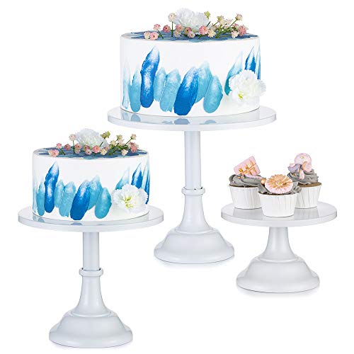 NUPTIO 3 Teiliges Tortenständer Set Rund Metall Cupcake Ständer Dessert kuchenstand mit Schlichtem Design, Weiß von NUPTIO