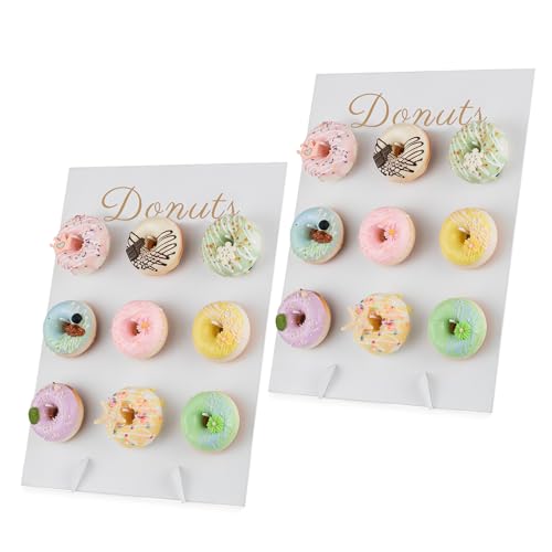 NUPTIO Donut Ständer Wand Party: 2 Stück Geburtstag Donutständer Hochzeit Weiß Holz Halterung 30x40cm Wiederverwendbares Wall Halter Aufsteller von NUPTIO