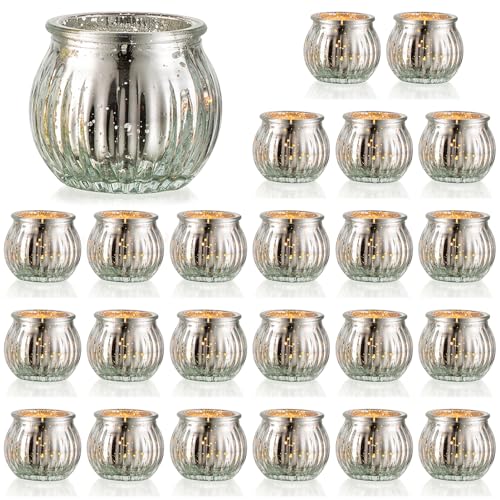 NUPTIO Glas Teelichtgläser Teelichthalter Teelichtglas: 24 Stück Silber Teelichter Halter Set Gerippt Kürbis Teelicht Klein Wohnzimmer Kerzenlicht Abendessen Tisch Geburtstag Parteien NUPTIO Glas Teelichtgläser Teelichthalter Teelichtglas: 24 Stück Silber Teelichter Halter Set Gerippt Kürbis Teelicht Klein Wohnzimmer Kerzenlicht Abendessen Tisch Geburtstag Parteien von NUPTIO