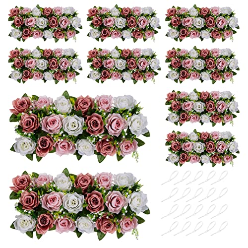 NUPTIO Hochzeit Blumenschmuck für Tische 10 Stück 50cm Lange Frühlingsblumen Arrangements Künstlicher Tafelaufsatz Elegante Staubige Rose Gefälschte Blumen für Party Hochzeiten Esstisch von NUPTIO