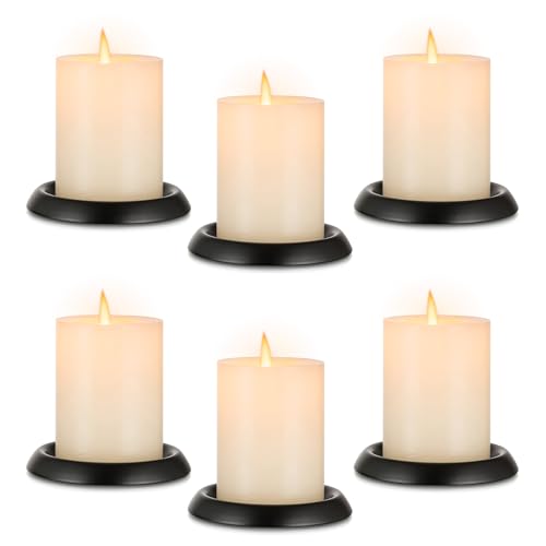 NUPTIO Kerzenhalter Kerzenständer Schwarzes Metall: 6 Stück Kerzenteller für 7.8cm Durchmesser Stumpenkerzen & Wachskerzen Tellerhalter Für Tischaufsteller Weihnachten Halloween Wohnzimmer von NUPTIO