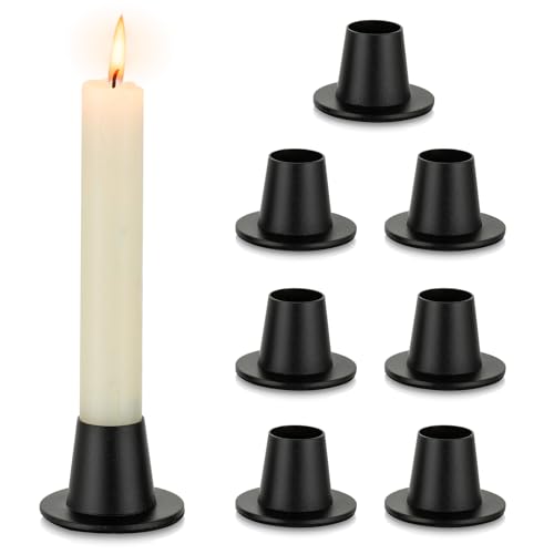 NUPTIO Kerzenhalter Schwarz Metall Stabkerzenhalter: 8 Stück Kerzenständer Bulk für Spitz Zulaufende Kerzen Kleine Metall-Kerze Mittelstücke für Hochzeit Erntedank-Dekoration von NUPTIO