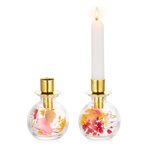 NUPTIO Kerzenständer Stabkerzen Kerzenhalter mit Trockenblumen: 2er Glas Stabkerzenhalter Gold Kerzenhalter Weihnachten Geschenke für Frauen Tischdeko Esstisch Frühling Boho Deko NUPTIO Kerzenständer Stabkerzen Kerzenhalter mit Trockenblumen: 2er Glas Stabkerzenhalter Gold Kerzenhalter Weihnachten Geschenke für Frauen Tischdeko Esstisch Frühling Boho Deko von NUPTIO