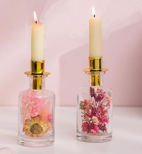 NUPTIO Kerzenständer Stabkerzen mit Trockenblumen Kerzenhalter: 2er Glas Stabkerzenhalter DIY Gold Kerzenhalter Weihnachten Geschenke für Frauen Tischdeko Esstisch Frühling Boho Deko NUPTIO Kerzenständer Stabkerzen mit Trockenblumen Kerzenhalter: 2er Glas Stabkerzenhalter DIY Gold Kerzenhalter Weihnachten Geschenke für Frauen Tischdeko Esstisch Frühling Boho Deko von NUPTIO