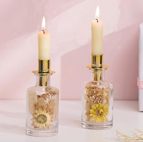 NUPTIO Kerzenständer Stabkerzen mit Trockenblumen Kerzenhalter: 2er Glas Stabkerzenhalter DIY Gold Kerzenhalter Weihnachten Geschenke für Frauen Tischdeko Esstisch Frühling Boho Deko NUPTIO Kerzenständer Stabkerzen mit Trockenblumen Kerzenhalter: 2er Glas Stabkerzenhalter DIY Gold Kerzenhalter Weihnachten Geschenke für Frauen Tischdeko Esstisch Frühling Boho Deko von NUPTIO