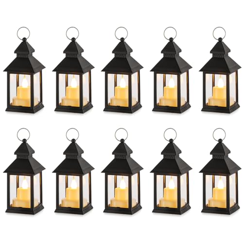 NUPTIO Klein Laterne Halloween Deko: 10 Stück Flackernde LED Teelicht Kerzen Mini Laternen Set Schwarz Hängend Draußen Innen mit Marokkanische Garten Weihnachten Tisch Wohnzimmer Außen Ramadan NUPTIO Klein Laterne Halloween Deko: 10 Stück Flackernde LED Teelicht Kerzen Mini Laternen Set Schwarz Hängend Draußen Innen mit Marokkanische Garten Weihnachten Tisch Wohnzimmer Außen Ramadan von NUPTIO