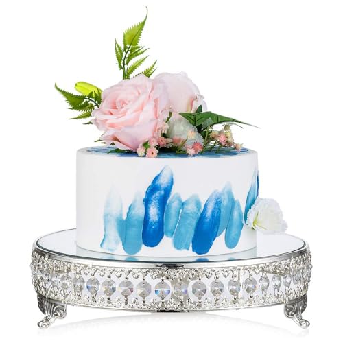 NUPTIO Spiegelständer für Kuchen Silber: 31cm Tortenständer Dessertteller Metall Groß mit Kristallperlen für Hochzeit Geburtstag Babyparty Party Cupcake Nachmittagstee Kuchen Desserttisch NUPTIO Spiegelständer für Kuchen Silber: 31cm Tortenständer Dessertteller Metall Groß mit Kristallperlen für Hochzeit Geburtstag Babyparty Party Cupcake Nachmittagstee Kuchen Desserttisch von NUPTIO