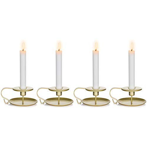 NUPTIO Taper Kerzenhalter Kammerstab Kerzenhalter, Gold Tisch Kerzenhalter für Hochzeitsfeier, Kerzenlicht Ständer für Halloween Weihnachten Esszimmer Dekoration Display, 4 Stück von NUPTIO