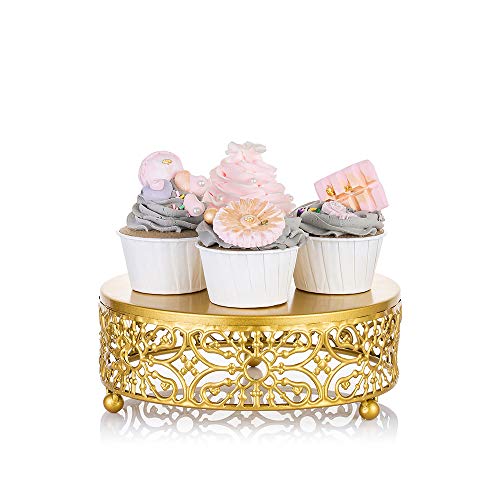 NUPTIO Tortenständer Cupcake Ständer Gold: 20cm Tortenstützen Party Hochzeit Geburtstag Hochzeitstorte Deko Rund Metall Hochzeitstortenständer für Torte Cake von NUPTIO