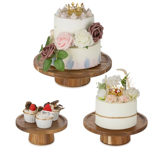 NUPTIO Tortenständer Cupcake Ständer Hochzeit: 3er Set Hochzeitstortenständer Tortendeko Rund Deko Hochzeitstorte für Torten Lebensmittel Holz Party Geschenk Multifunktionale von NUPTIO