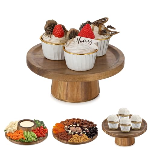 NUPTIO Tortenständer Cupcake Ständer Hochzeitstortenständer: 19.3cm Holz Tortendeko Rund Deko Hochzeitstorte für Torten Lebensmittel Hochzeit Party Geschenk Multifunktionale von NUPTIO