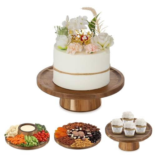 NUPTIO Tortenständer Cupcake Ständer Tortendeko: 24.3cm Hochzeitstortenständer Holz Rund Deko Hochzeitstorte für Torten Lebensmittel Hochzeit Party Geschenk Multifunktionale von NUPTIO