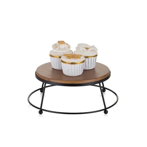 NUPTIO Tortenstützen Cupcake Stützen Holz: 21cm Tortenständer Display Rund Kuchenständer Cake Stand Schwarz Metall Rahmen Tortenretter Verkaufsständer Podest Pedestal Babyparty Weihnacht von NUPTIO