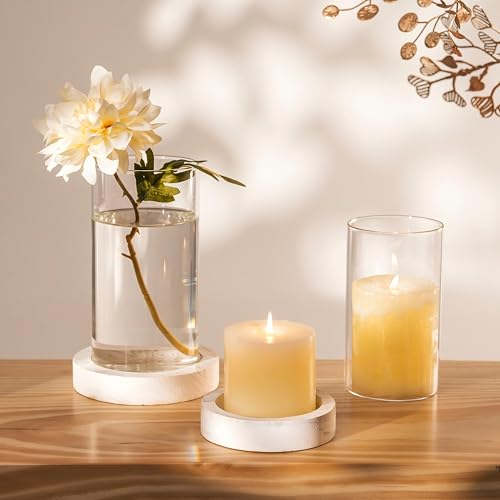 NUPTIO Windlicht Glas Kerzenhalter Holz: 2er Set Rustikales Weiß Windlichter Glaszylinder mit Boden Vase Groß Stumpenkerzen Gläser Kerzenständer Tischdeko Esstisch Deko Weihnachten Hochzeit NUPTIO Windlicht Glas Kerzenhalter Holz: 2er Set Rustikales Weiß Windlichter Glaszylinder mit Boden Vase Groß Stumpenkerzen Gläser Kerzenständer Tischdeko Esstisch Deko Weihnachten Hochzeit von NUPTIO