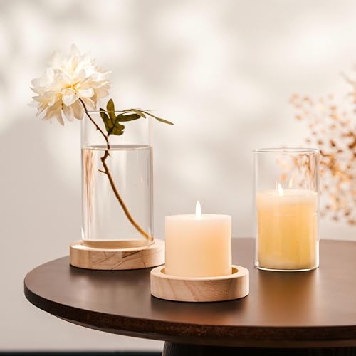 NUPTIO Windlicht Glas Wohnzimmer Deko: Holz Kerzenständer Kerzenhalter Windlichter Outdoor 2er Set Gläser Vase Stumpenkerzen Tischdeko Badezimmer Deko Esstisch Tisch Weihnachten Hochzeit NUPTIO Windlicht Glas Wohnzimmer Deko: Holz Kerzenständer Kerzenhalter Windlichter Outdoor 2er Set Gläser Vase Stumpenkerzen Tischdeko Badezimmer Deko Esstisch Tisch Weihnachten Hochzeit von NUPTIO