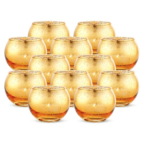 Nuptio 12 Stück Runde Quecksilber Votive Kerzenhalter, Aus Quecksilberglas mit Einem Gesprenkelten Goldfinish für Ihre Hochzeitsdekorationen oder Inneneinrichtungen, Teelichtgläser Weihnachten Deko Nuptio 12 Stück Runde Quecksilber Votive Kerzenhalter, Aus Quecksilberglas mit Einem Gesprenkelten Goldfinish für Ihre Hochzeitsdekorationen oder Inneneinrichtungen, Teelichtgläser Weihnachten Deko von NUPTIO