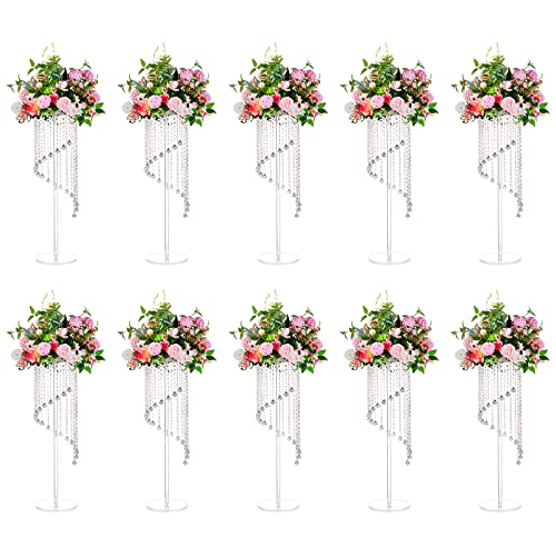 Nuptio Acryl Vasen Hochzeit Mittelstücke - 10 Stück 80cm Hoch Klare Geometrische Blume Vase Stehen für Kristall-mittelstück Tischdekorationen - Spalte Blumen Display Steht für Hochzeiten Party von NUPTIO