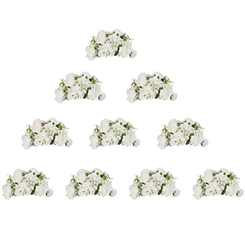 NUPTIO Blumenkugeln für Hochzeitstafeln 10 Künstliche Blumenkugeln mit 36cm Durchmesser Arrangement Blumenstrauß Partytafeln für Tische – Weiße Kunstseidenrose für Dekoration Hochzeiten Hause von NUPTIO