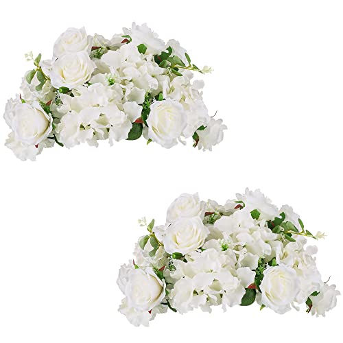 NUPTIO Blumenkugeln für Hochzeitstafeln 2 Künstliche Blumenkugeln mit 36cm Durchmesser Arrangement Blumenstrauß Partytafeln für Tische – Weiße Kunstseidenrose für Dekoration Hochzeiten Hause von NUPTIO