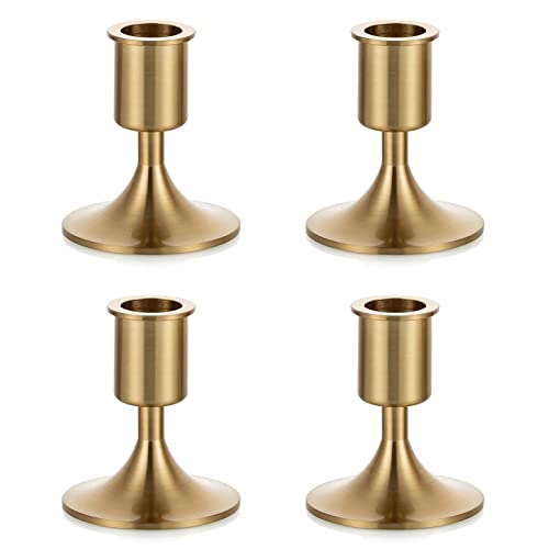 Nuptio Gold Kerzenhalter Kerzenständer Metall: Stabkerzenhalter Stabkerzen Stabkerzenhalter Kerzen Advent für Hochzeit Weihnachten Thanksgiving Party Weihnachten Abendessen Advent Mantel, 4er Set von NUPTIO