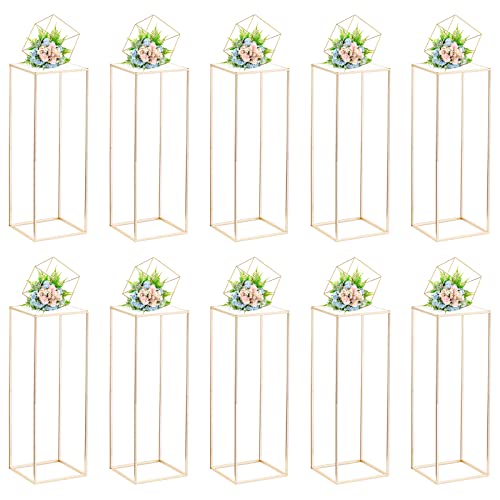 Nuptio Hochzeit Tafelaufsätze für Tische mit Acrylplatte - 10 Stück 80cm Hohe Goldvase für Tafelaufsätze Blumenständer Hochzeiten Party Metallblumenvasen Säulenständer für Heimdekorationen von NUPTIO