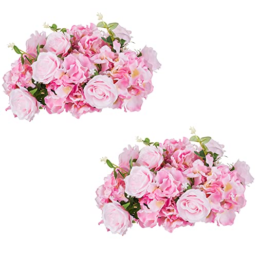 NUPTIO Künstliche Blumen für Hochzeitstafeln 2 Stück 36cm Durchmesser Rosa Kunstblumen Rosenkugeln für Partytafeln Tische – Künstliche Rosenarrangements Blumenstrauß für Die Heimdekoration von NUPTIO