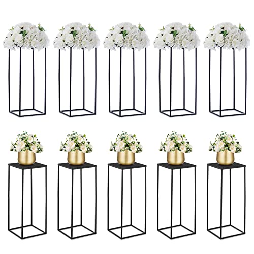 Nuptio Schwarze Vase für Hochzeitsdekoration 10 Stück 60cm Hohe Pflanzenständer Blumenvasen für Hochzeiten Geburtstagsparty - Blumenvase Säulenständer für Wohnzimmerdekoration von NUPTIO