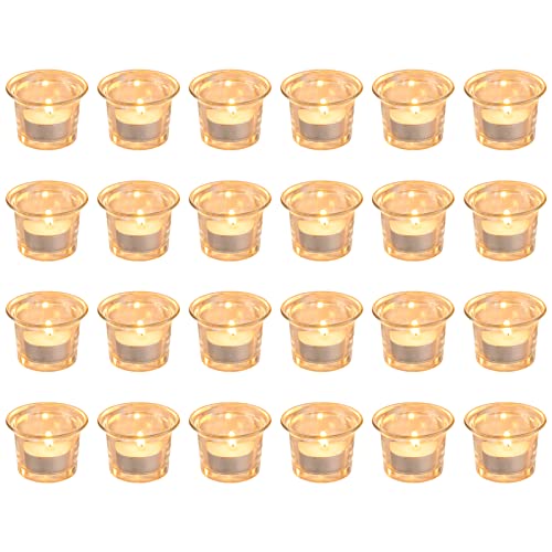 Nuptio Teelichthalter Glas Votiv - 24 Stück Klar Teelicht Kerzenhalter Bulk Mini Kerzenständer für Schwimmende Kerzen Esstisch Tafelschmuck für Hochzeit Party Weihnachten Wohnzimmer Dekorationen von NUPTIO