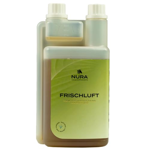 NURA HORSE SUPPLEMENTS Frischluft - Atemwege Liquid für Pferde - Ergänzungsfuttermittel mit Kräutern & Menthol - Unterstützt Bronchien & Atmung - 1L - Made in Germany NURA HORSE SUPPLEMENTS Frischluft - Atemwege Liquid für Pferde - Ergänzungsfuttermittel mit Kräutern & Menthol - Unterstützt Bronchien & Atmung - 1L - Made in Germany von NURA HORSE SUPPLEMENTS