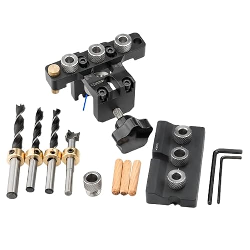 NURCIX 3 In 1 Einstellbare Holzbearbeitung Dübeln Jig Kit Mit Positionierung Clip Mit 8/15mm Bohrer Für Bohren Führung Puncher Holzbearbeitung Dübeln Jig Kit Vertikale Taschenloch Jig Bohren von NURCIX