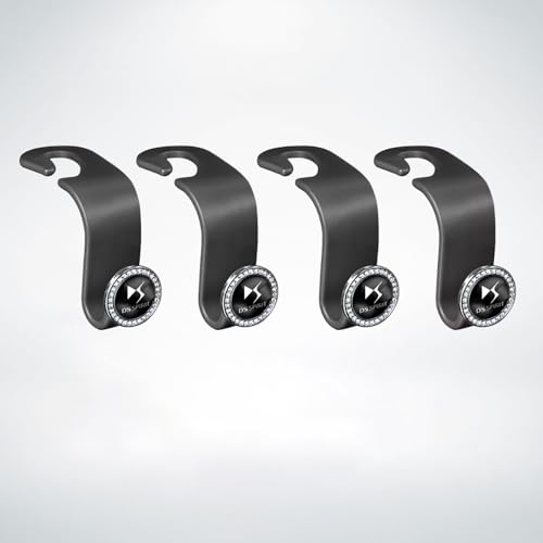 NURCIX Autositz Zurück Haken für DS Spirit DS3 DS4 DS4S DS5 DS 5LS DS6 DS7 Auto Kunststoff Haken Rücksitz Kopfstütze Haken Tragbare Veranstalter Inhaber Haken,Black Style-4pc von NURCIX
