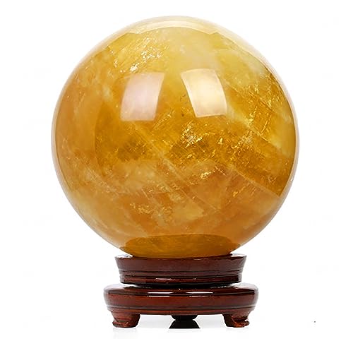 NURCIX Natürliche Citrin Calcit Quarz Kristallkugel, Heilende Kristalle Natürlicher Edelstein und Kristalle Kugel, Kristall Dekor Zubehör Feng Shui Ornament,120mm=4.72in von NURCIX