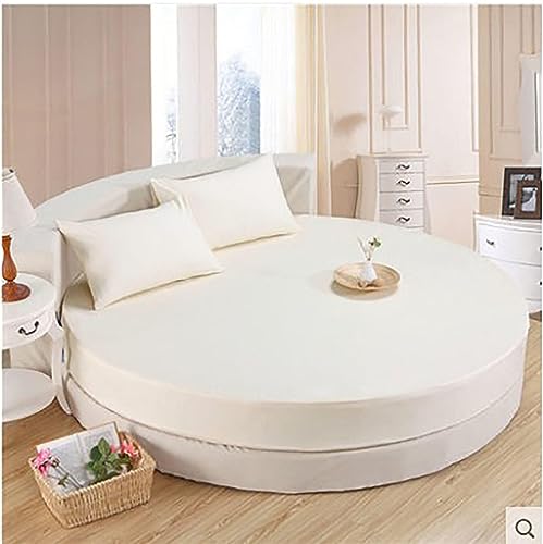 NURCIX Rundes Spannbetttuch, Wasserdichter Matratzenschoner 12-18 Deep Pocket Matratzenschoner Atmungsaktiver Matratzenbezug Elastisches Spannbetttuch für Haustiere,White-Diameter200cm(79inch) von NURCIX