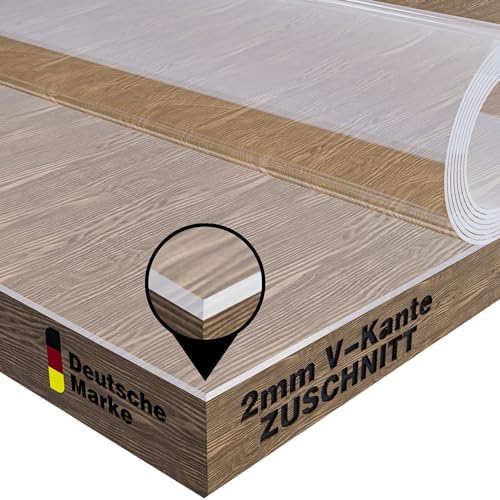 NURPELLE Tischdecke Transparent und wasserfest Tischfolie Transparent Nach Maß Durchsichtige Tischdecke abwaschbar 2mm Plastiktischdecke und Tischschutz Width x Length 90x260 cm von NURPELLE