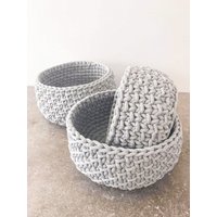 Seil Kinderzimmer Korb Grauer Gehäkelter Aufbewahrungsbehälter Seil Kinderzimmer Korb Grauer Gehäkelter Aufbewahrungsbehälter von NUSINERKstudio