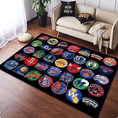 NUTANS Basketball NBA-Logo Teppich Fußmatte Schlafzimmer Bodendekoration Wohnzimmer Teppich Badezimmer Anti-Rutsch-Teppiche 120 * 160cm von NUTANS