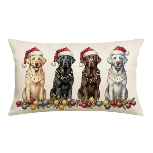 NUTEEN Weihnachts-Kissenbezüge mit Haustier-Motiv, 30,5 x 50,8 cm, Golden Retriever, dekorative Wurfkissenbezüge, schwarz-weißer Hund, Lendenkissenbezüge für den Winterurlaub NUTEEN Weihnachts-Kissenbezüge mit Haustier-Motiv, 30,5 x 50,8 cm, Golden Retriever, dekorative Wurfkissenbezüge, schwarz-weißer Hund, Lendenkissenbezüge für den Winterurlaub von NUTEEN