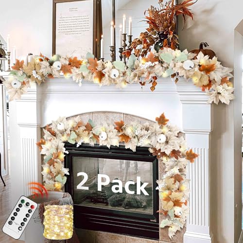 Neutrale Herbstgirlande für Kaminsims, Kamin, 2 Stück, 1,5 m, Herbstlaub-Dekoration für Zuhause, Innenbereich, Ahorn für Bauernhaus, Haustür mit Kürbissen, Thanksgiving, Halloween-Dekorationen, Tisch Neutrale Herbstgirlande für Kaminsims, Kamin, 2 Stück, 1,5 m, Herbstlaub-Dekoration für Zuhause, Innenbereich, Ahorn für Bauernhaus, Haustür mit Kürbissen, Thanksgiving, Halloween-Dekorationen, Tisch von NUTIKAS