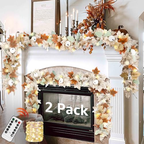 Neutrale Herbstgirlande für Kaminsims, Kamin, 2 Stück, Herbstlaub-Dekoration für Zuhause, Haustür mit Kürbissen, Ahorn für Bauernhaus, Tisch, Treppe, Veranda, Halloween, Thanksgiving Dekorationen Neutrale Herbstgirlande für Kaminsims, Kamin, 2 Stück, Herbstlaub-Dekoration für Zuhause, Haustür mit Kürbissen, Ahorn für Bauernhaus, Tisch, Treppe, Veranda, Halloween, Thanksgiving Dekorationen von NUTIKAS
