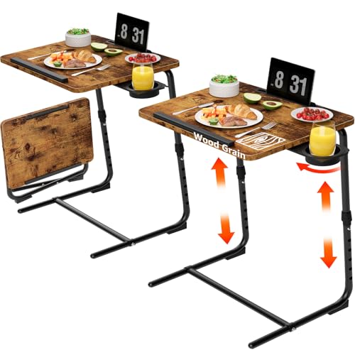 TV-Tabletts 2er-Set – Faltbares TV-Tablett Verstellbare Dinner-Tabletts zum Essen auf der Couch, Holztische, Mate-Ständer, faltbar, rustikaler Schreibtisch mit Getränkehalter, tragbar TV-Tabletts 2er-Set – Faltbares TV-Tablett Verstellbare Dinner-Tabletts zum Essen auf der Couch, Holztische, Mate-Ständer, faltbar, rustikaler Schreibtisch mit Getränkehalter, tragbar von NUTIKAS