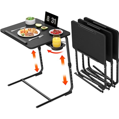 TV-Tabletts 2er-Set – Faltbares TV-Tablett Verstellbare Dinner-Tabletts zum Essen auf der Couch, Holztische, Mate-Ständer, faltbarer schwarzer Schreibtisch mit Getränkehalter, tragbar TV-Tabletts 2er-Set – Faltbares TV-Tablett Verstellbare Dinner-Tabletts zum Essen auf der Couch, Holztische, Mate-Ständer, faltbarer schwarzer Schreibtisch mit Getränkehalter, tragbar von NUTIKAS