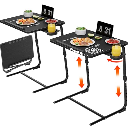 TV-Tabletts 2er-Set – Faltbares TV-Tablett Verstellbare Dinner-Tabletts zum Essen auf der Couch, Holztische, Mate-Ständer, faltbarer schwarzer Schreibtisch mit Getränkehalter, tragbar TV-Tabletts 2er-Set – Faltbares TV-Tablett Verstellbare Dinner-Tabletts zum Essen auf der Couch, Holztische, Mate-Ständer, faltbarer schwarzer Schreibtisch mit Getränkehalter, tragbar von NUTIKAS