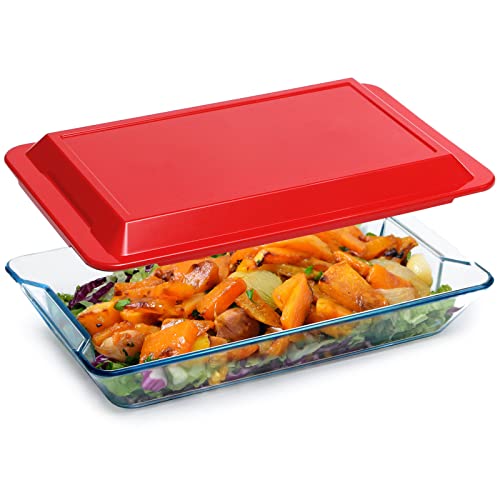 Glas-Auflaufform für Ofen, Glas-Ofenform Lasagne (mit Deckel-3.8L) von NUTRIUPS